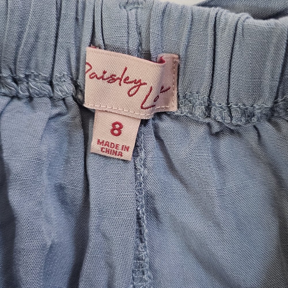 Light Blue Ruffle Crop Top & Shorts Set- Girls Size 8 - Picture 6 of 9